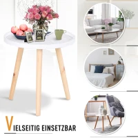 HOMCOM® Stolik Kawowy Nocny Podwyższona Krawędź Lite Drewno Płyta MDF Biały(m-6)