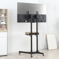 Mobilny stojak na telewizor HOMCOM na kółkach uniwersalny wózek na kółkach szafka pod telewizor z regulacją wysokości bardzo stabilny uchwyt stolik pod telewizor metal czarny 85,5 x 73 x 170 cm(m-6)