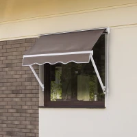 Outsunny Alu Markise Balkonmarkise Klemmmarkise Fallarmmarkise Fenster Sonnenschutz Braun 120 x 70 cm(m-2)