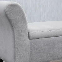 HOMCOM Ottoman Bench with Storage Armrests Chest Bench Modern Entryway Bedroom Living Room Velvet-like Polyester Rubberwood Light Grey 111.5 x 41 x 65 cm(m-5)