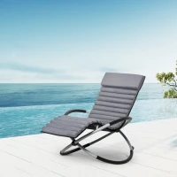 Outsunny Orbital Rocking Chair Folding Lounger Anti-drop with Mat Removable Design 2 in 1 145x74x86cm Black Grey(m-10)