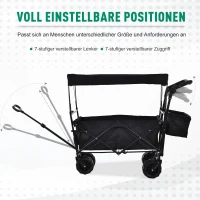 DURHAND® Bollerwagen Handwagen Gartenwagen mit Dach Faltbar extra Staubox Oxford Schwarz(m-7)