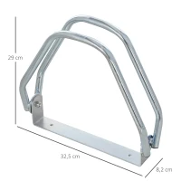 HOMCOM Fahrradparker Fahrradständer Mehrfachständer Bügelparker Boden- und Wandmontage Stahl Silber 5 Fahrräder 29 x 32,5 x 8,2 cm(m-3)