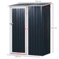 Outsunny Corrugated Steel Single Door Storage Garden Shed Outdoor Equipment Tool Sloped Roof - Grey(m-3)