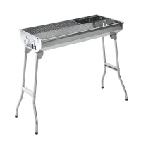 Outsunny Portable Stainless-steel Charcoal BBQ Folding Grill for Picnic Garden Camping and Outdoor Use(m-1)