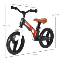 HOMCOM Laufrad ab 2 Jahre verstellbarer Sitz und Griff mit Pedaltraining Kinderlaufrad ohne Tretrad Kleinkinderfahrrad aus Magnesiumlegierung Weiß+Schwarz 86 x 41 x 49-56 cm(m-3)