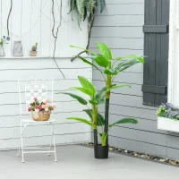HOMCOM Artificial Plants 150 cm Fake Plant in Pot Artificial Banana Tree Artificial Plant Artificial Tree Home Plant Decorative Plant Office Plant Plastic Pot for Indoor and Outdoor(m-6)