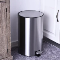 HOMCOM Abfalleimer Mülleimer Treteimer mit Inneneimer 20 L Soft Schließen Edelstahl PP Ø30,8 x 48,7 cm(m-2)