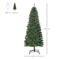 HOMCOM künstlicher Weihnachtsbaum 180 cm mit 250 LED-Leuchten 628 Astspitzen Christbaum Tannenbaum PVC Metall Grün Ø63 x 180 cm(m-3)