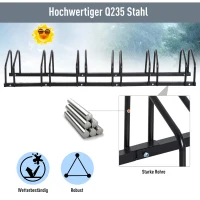 HOMCOM® STOJAK NA ROWERY 6-MIEJSCOWY czarny(m-6)
