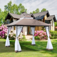 Outsunny 3x3m Gazebo W/Netting-Brown