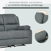 HOMCOM Doppelsofa Relaxliege Relaxsessel verstellbare Rückenlehnen Polyester Grau 141,5 x 95 x 94,5 cm(m-4)
