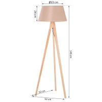 HOMCOM Stehlampe Tripod Schlafzimmer Standleuchte Stehleuchte 40 W Skandinavisch Holz + Leinen natur + beige 52 x 52 x 146 cm(m-3)
