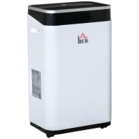 HOMCOM Desumidificador Elétrico 6,5L 20L/Dia com 3 Modos 2 Velocidades Tela LED Luzes Indicadoras Temporizador e Rodas Silencioso para Casa 34x24x57cm Branco(m-1)