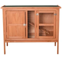 PawHut Wooden Rabbit Hutch Guinea Pigs Cage Elevated Pet House Bunny Cage Slide Out Tray Openable Roof 102 x 56 x 85cm(m-9)