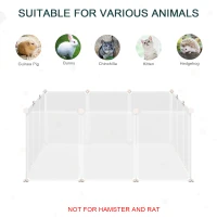 PawHut Pet Playpen DIY Small Animal Cage Open Enclosure Portable Plastic Fence 12 Panels for Kitten Bunny Chinchilla Guinea Pig White(m-5)