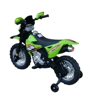 HOMCOM Mota Elétrica Infantil Motocicleta Elétrica para Crianças acima de 3 Anos com Luzes Música e Rodas de Apoio 109x52,5x70,5cm Verde(m-9)