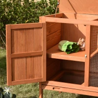 PawHut Wooden Rabbit Hutch Guinea Pigs Cage Elevated Pet House Bunny Cage Slide Out Tray Openable Roof 102 x 56 x 85cm(m-8)