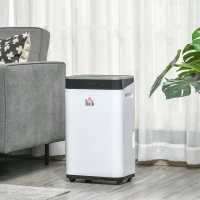 HOMCOM Desumidificador Elétrico 6,5L 20L/Dia com 3 Modos 2 Velocidades Tela LED Luzes Indicadoras Temporizador e Rodas Silencioso para Casa 34x24x57cm Branco(m-2)
