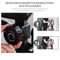 HOMCOM Bicicleta Elíptica de Fitness con Pantalla LCD y Resistencia Bidireccional Ajustable de 8 Niveles Ritmo Cardíaco Portavasos Volante de Inercia de 7 kg y 2 Ruedas 103x71x157 cm Negro(m-5)