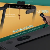 HOMCOM Cinta de Correr y Andar Eléctrica 2 en 1 Plegable 1-12km/h Caminar 1-4km/h con Control Remoto Pantalla LED Dual Bluetooth y Superficie de Carrera para Gimnasio Casa 134x66x107 cm Negro(m-4)
