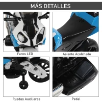 HOMCOM Moto Electrica Infantil BMW 3-8 Años Moto de Juguete Eléctrico Batería 12V Doble Motor 110x47x69cm(m-7)