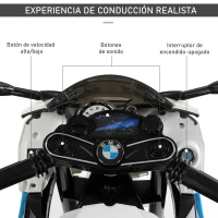 HOMCOM Moto Electrica Infantil BMW 3-8 Años Moto de Juguete Eléctrico Batería 12V Doble Motor 110x47x69cm(m-5)