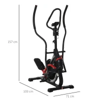 HOMCOM Bicicleta Elíptica de Fitness con Pantalla LCD y Resistencia Bidireccional Ajustable de 8 Niveles Ritmo Cardíaco Portavasos Volante de Inercia de 7 kg y 2 Ruedas 103x71x157 cm Negro(m-3)