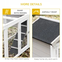 PawHut 2 in 1 Rabbit Hutch Outdoor, Double Main House Guinea Pig Hutch, Bunny Run, Wooden Small Animal House with Run Box, Slide-out Tray, Ramp, 259 x 64 x 92cm, Grey(m-7)