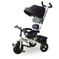 HOMCOM Triciclo para Crianças com Capota de Ferro, Plástico e Tela Cor Roxo e Branco 92x51x110 cm(m-1)