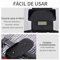HOMCOM Bicicleta Elíptica de Fitness con Pantalla LCD y Resistencia Bidireccional Ajustable de 8 Niveles Ritmo Cardíaco Portavasos Volante de Inercia de 7 kg y 2 Ruedas 103x71x157 cm Negro(m-6)