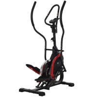 HOMCOM Bicicleta Elíptica de Fitness con Pantalla LCD y Resistencia Bidireccional Ajustable de 8 Niveles Ritmo Cardíaco Portavasos Volante de Inercia de 7 kg y 2 Ruedas 103x71x157 cm Negro(m-1)