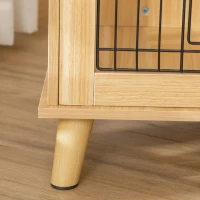 PawHut Cage pour chien cage pour animaux sur pied cage chien interieur meuble chien porte verrouillable structure en acier panneaux de particules aspect bois dim. 73L x 55l x 78H cm chêne(m-12)