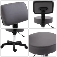 HOMCOM Tabouret massage à roulettes réglable en hauteur pivotant dossier ergonomique gris(m-8)