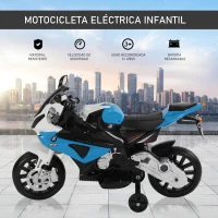 HOMCOM Moto Electrica Infantil BMW 3-8 Años Moto de Juguete Eléctrico Batería 12V Doble Motor 110x47x69cm(m-4)