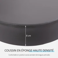 HOMCOM Tabouret massage à roulettes réglable en hauteur pivotant dossier ergonomique gris(m-5)