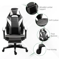 Vinsetto Home Office Gaming Racing Chair Swivel Ergonomic Reclining Lumbar Support Footrest Height Adjustable Free Moving Working Relaxing High Back(m-5)