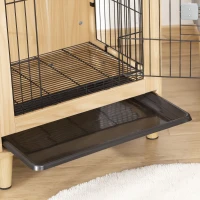PawHut Cage pour chien cage pour animaux sur pied style meuble plateau amovible porte verrouillable structure en acier et bois 64L x 48l x 83H cm chêne(m-9)