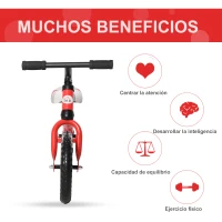 HOMCOM Bicicleta sin Pedales para Niños de +2 Años con Sillín Ajustable en Altura Neumáticos de EVA Carga Máx. 25 kg Metal 65x33x46 cm Rojo(m-6)