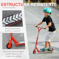 HOMCOM Stunt Scooter Kick Trick Freestyle Scooter Patinete de Acrobacia Patinete Clásico Barra Fija Giratorio 360° Carga 100kg 65,5x50x79 cm Aluminio(m-6)
