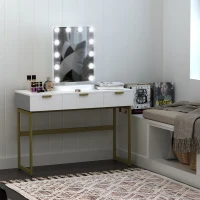 HOMCOM Hollywood Makeup Mirror with 12 Dimmable Bulbs, Multiple Color Modes, Table Top Vanity Mirror for Dressing Table, Smart Touch Control, Plug in(m-13)