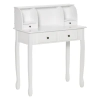 HOMCOM Dressing Table Vanity Make-Up 4 Drawers Dividers Console Desk Bedroom Furniture Nightstand Cosmetic Storage White(m-2)