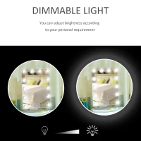 HOMCOM Hollywood Makeup Mirror with 12 Dimmable Bulbs, Multiple Color Modes, Table Top Vanity Mirror for Dressing Table, Smart Touch Control, Plug in(m-8)