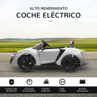 HOMCOM Coche Eléctrico Infantil para Niños a partir de 3 Años con Mando a Distancia 118x70x50cm Blanco(m-4)