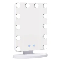 HOMCOM Hollywood Makeup Mirror with 12 Dimmable Bulbs, Multiple Color Modes, Table Top Vanity Mirror for Dressing Table, Smart Touch Control, Plug in(m-2)