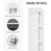 HOMCOM Full Length Mirror with Jewelry Cabinet, Hanging Cloth Bar, Coat Rack, 360° Rotate Floor Mirror for Bedroom, Living Room, White(m-8)
