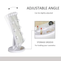 HOMCOM Hollywood Makeup Mirror with 12 Dimmable Bulbs, Multiple Color Modes, Table Top Vanity Mirror for Dressing Table, Smart Touch Control, Plug in(m-5)