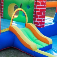 Outsunny Castelo Insuflável com 2 Escorregas 2 Trampolins e Piscina para Crianças acima de 3 Anos Inclui Inflador e Bolsa de Transporte para Interior Exterior 380x370x230cm Multicor(m-9)