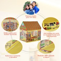 HOMCOM Tienda de Juego de Supermercado para Jugar de Niños Zona Infantil Fácil de Montar Regalo p0ara Niños 93x69x103cm 0.75kg(m-5)