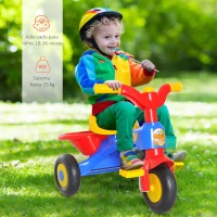 HOMCOM Triciclo para Niños +18 Meses Triciclo Infantil Evolutivo con Bocina Cesta 60x42x45cm Metal y PP(m-6)